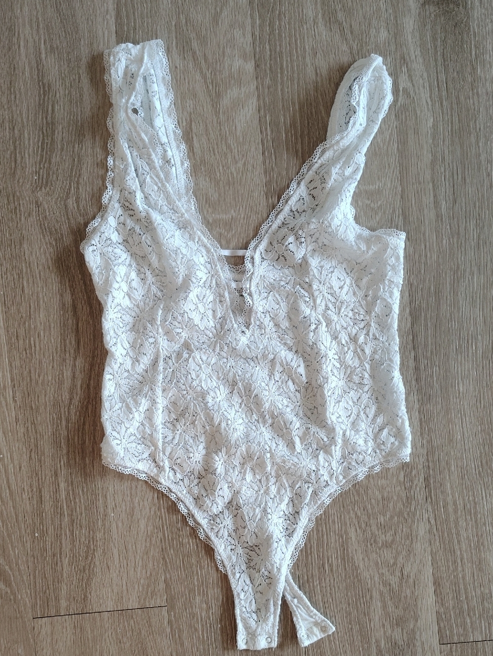 Lace V-Neck White Bodysuit Tank